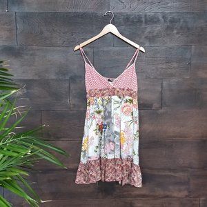 Boho Patchwork Floral Print Cotton Dress
